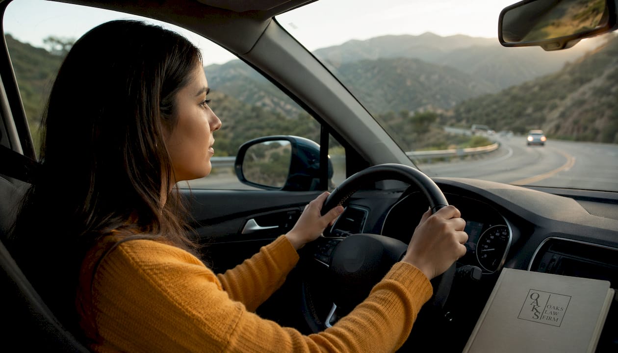 Driver adjusting safe following distance on highway