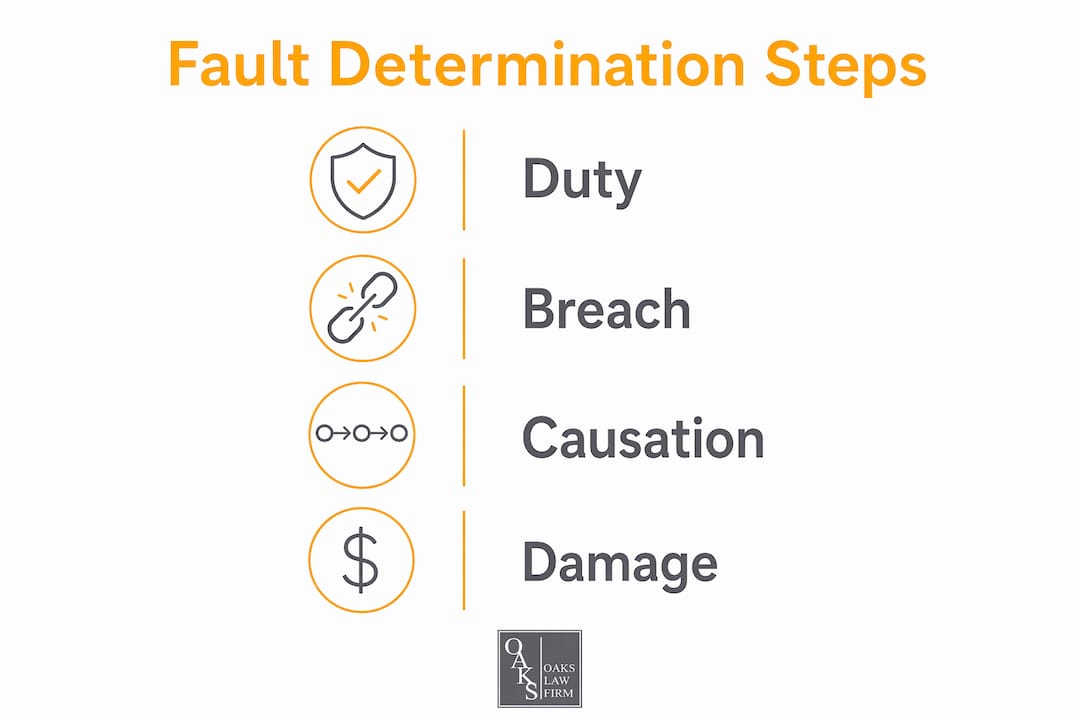 Infographic showing negligence test steps in rear end accidents