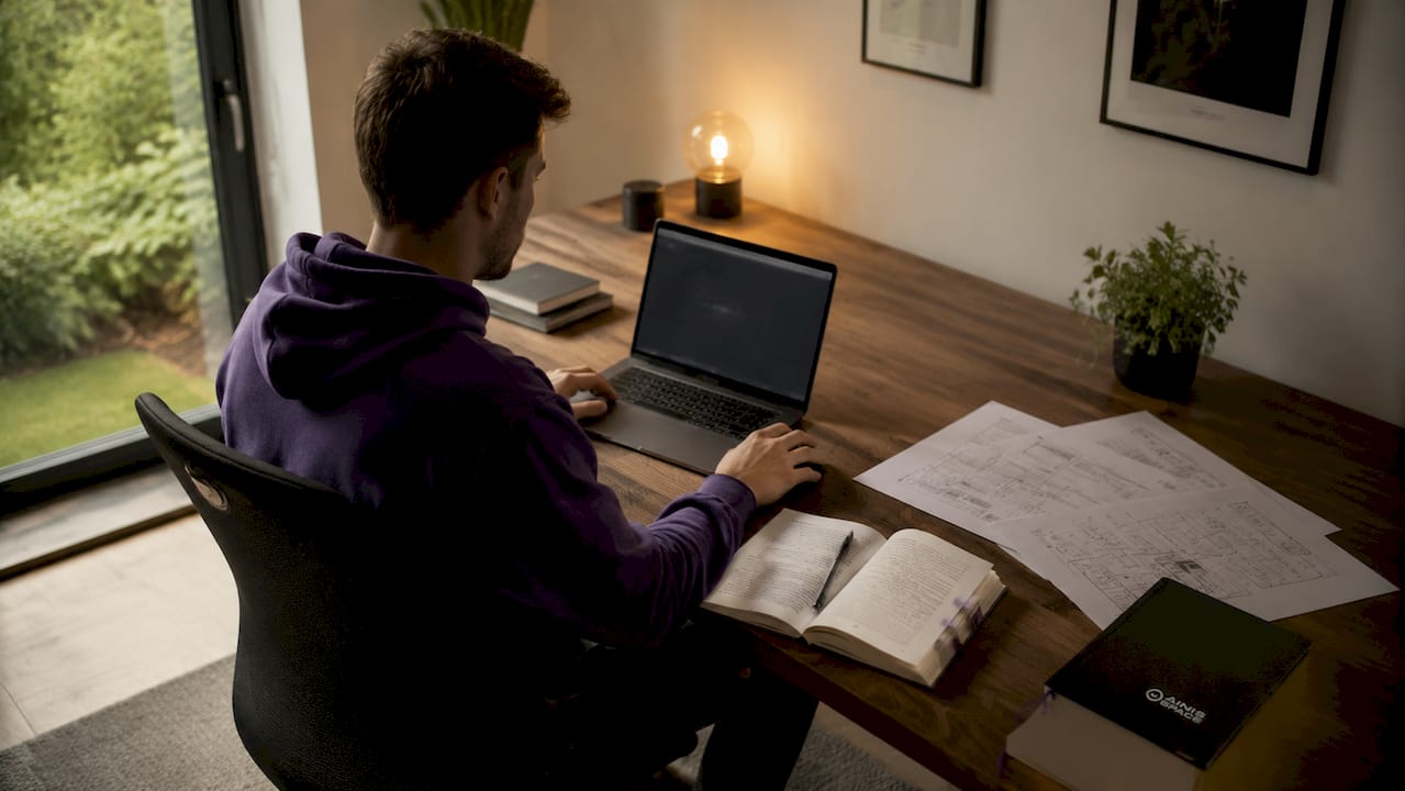 Specialistas savo namų darbo kambaryje įrenginėja WooCommerce sistemą