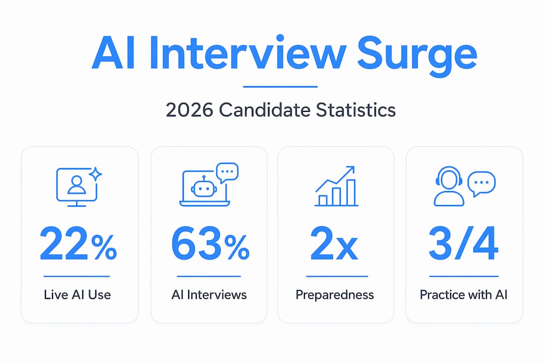 Infographic with statistics on AI interview usage