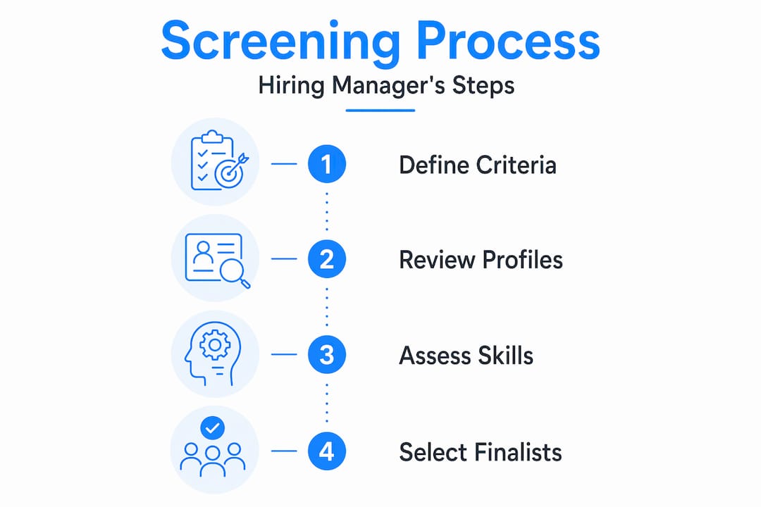 Infographic outlining hiring manager screening steps