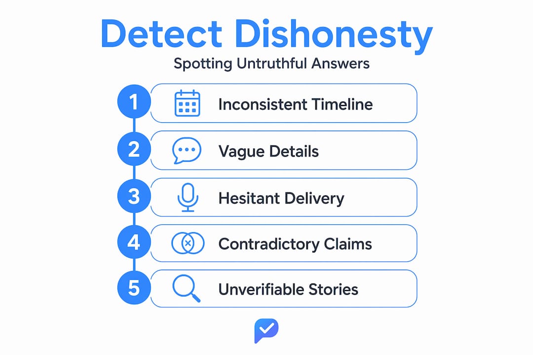 Infographic of five key signs of dishonest interview answers