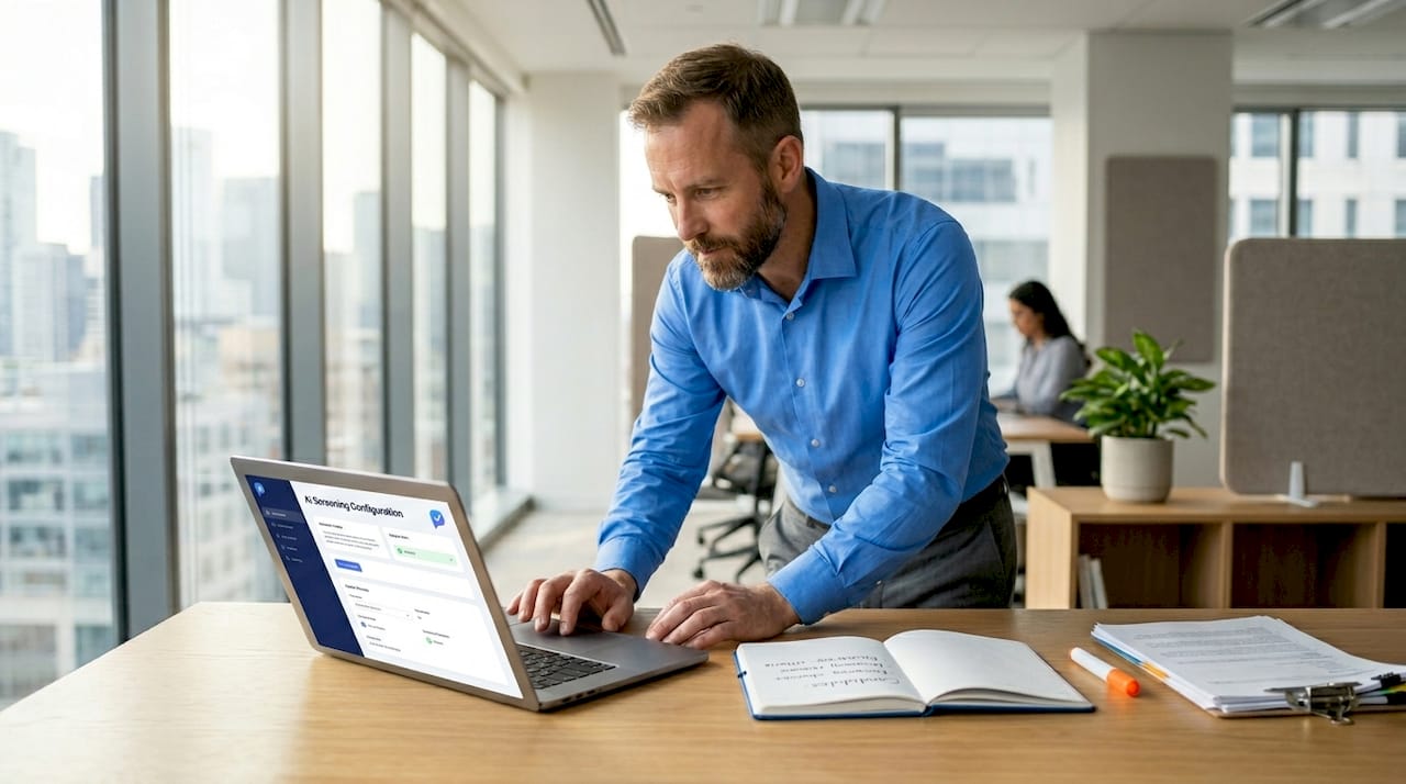 HR specialist configures AI recruitment software