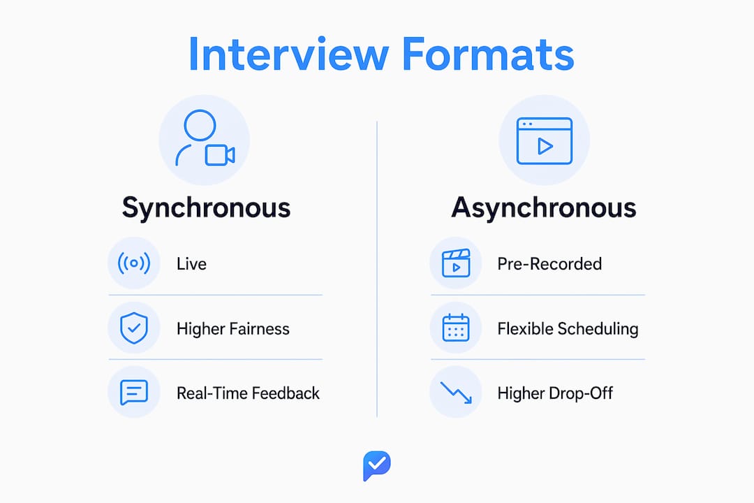 Comparison infographic of synchronous and asynchronous video interviews