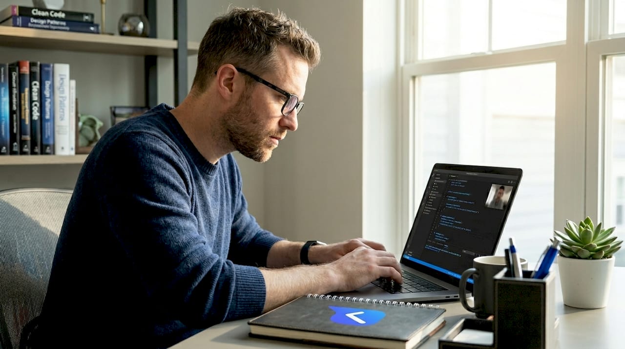 Candidate focused on online technical assessment