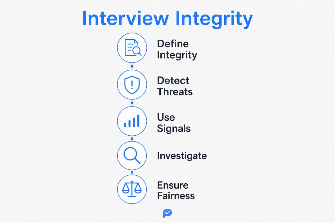 Infographic outlining key steps to maintain technical interview integrity