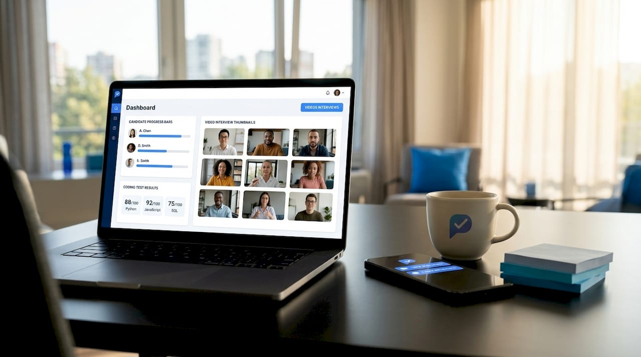 Laptop displaying automated hiring platform interface