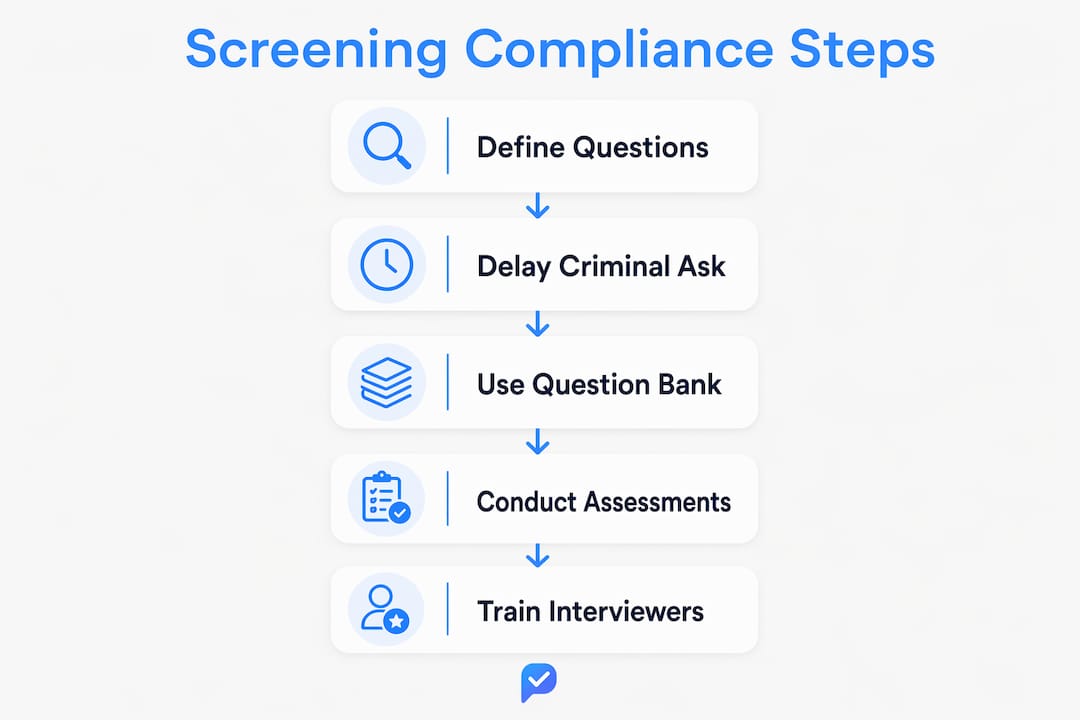 Infographic showing key steps for screening compliance