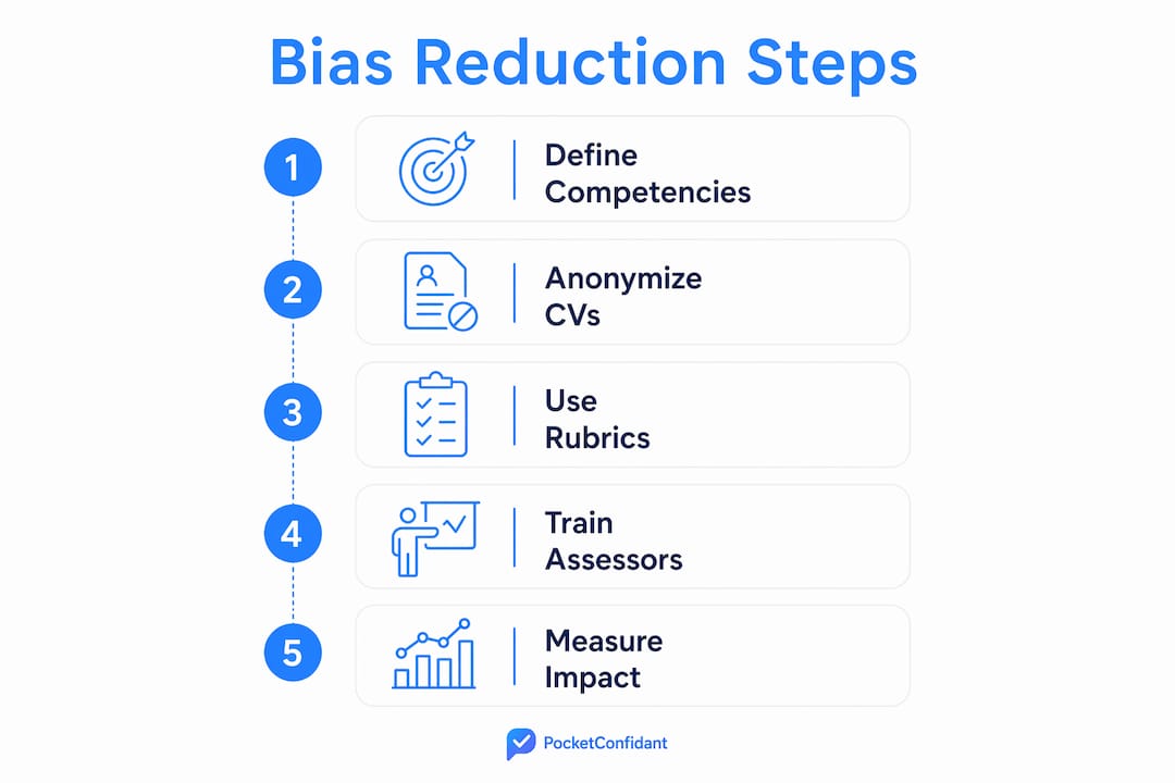Infographic showing steps to reduce hiring bias