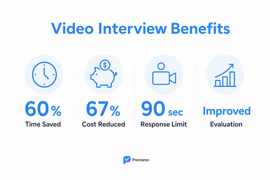 Infographic showing key benefits of video interviews