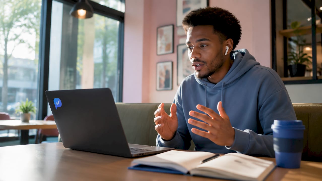 Candidate taking AI pre-screen interview at home