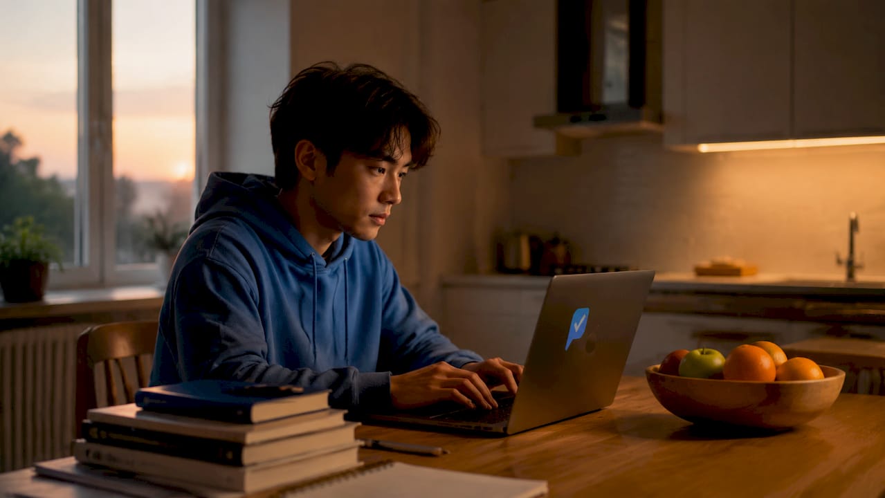 Developer typing code in home workspace
