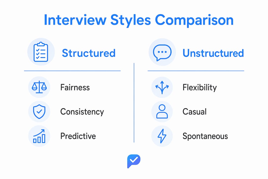 Infographic comparing structured and unstructured interviews