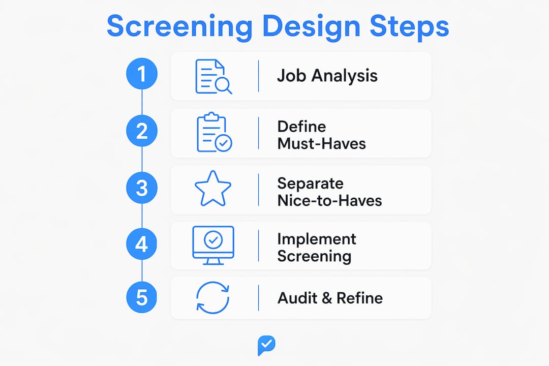 Infographic illustrating five steps in screening design