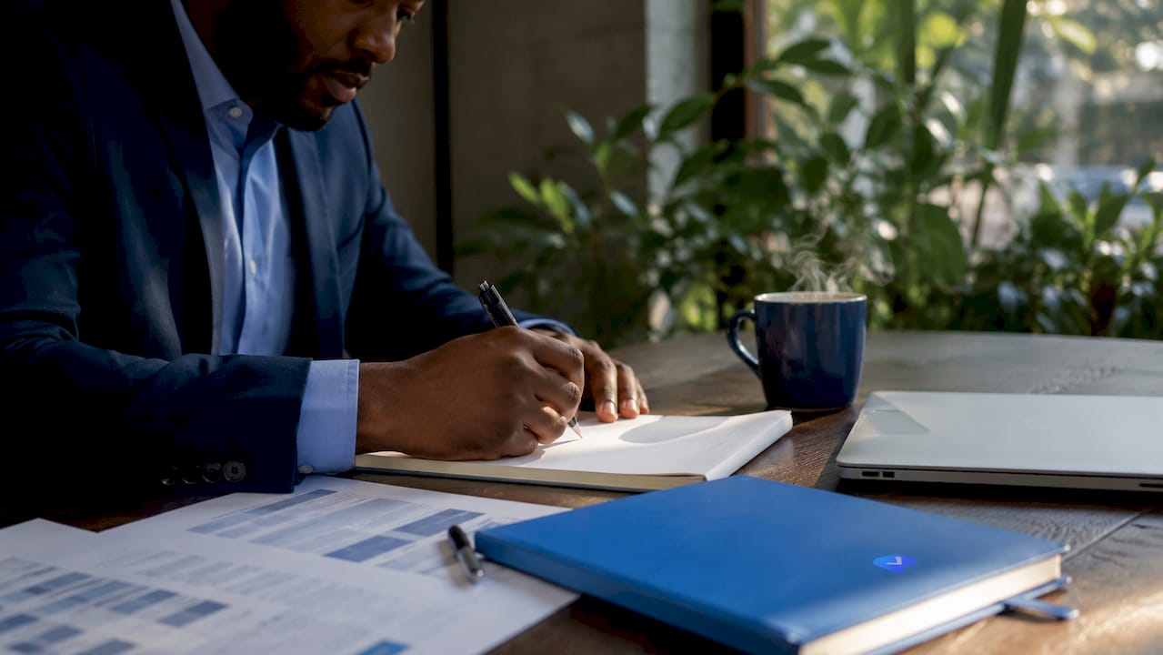 Hands writing competency-based interview questions