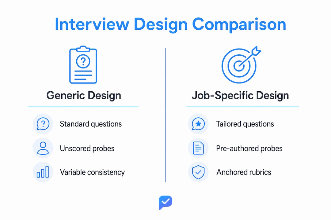 Infographic comparing generic vs job-specific interview design