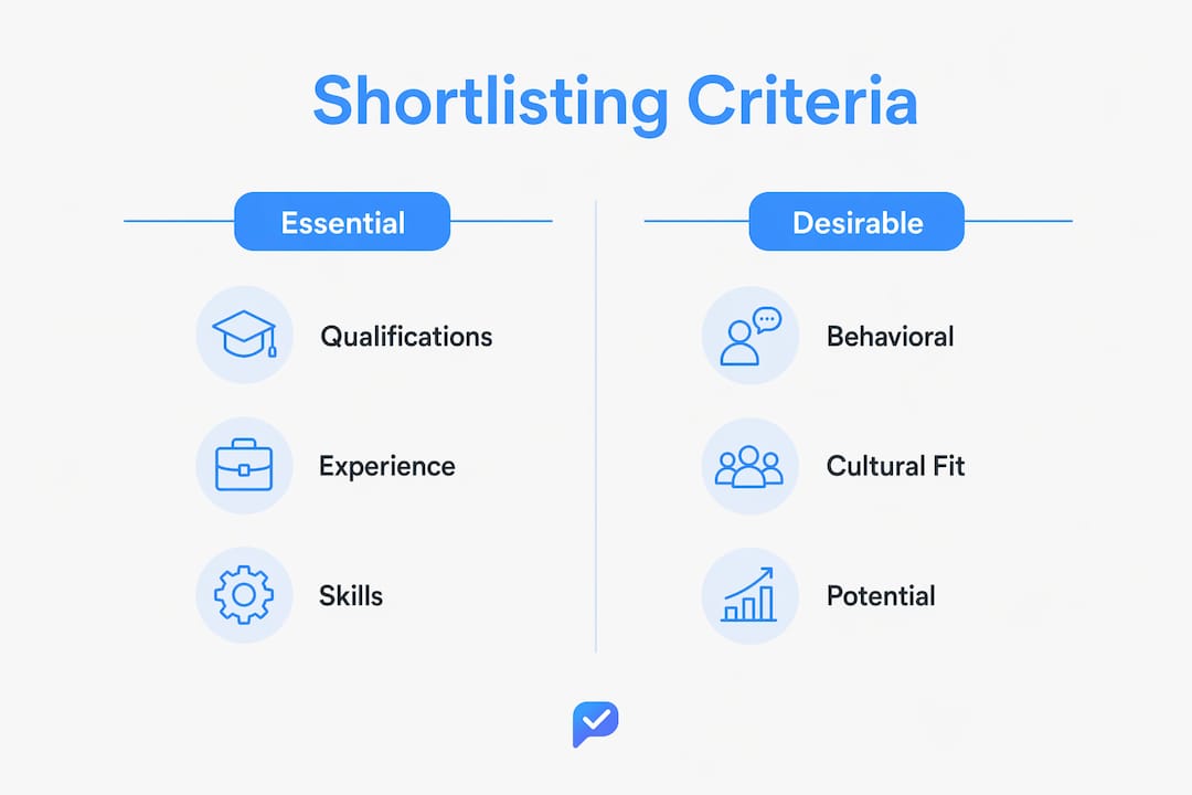 Infographic comparing essential and desirable shortlisting criteria
