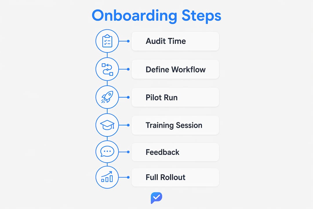 Infographic showing video screening onboarding step-by-step process