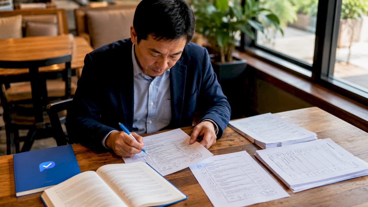 Interviewer scoring candidate answers carefully