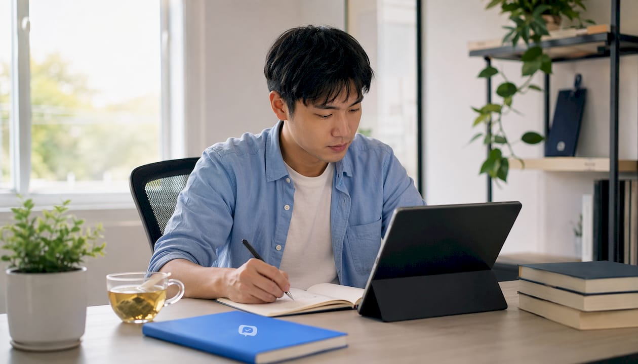 Recruiter reflecting on candidate engagement at home