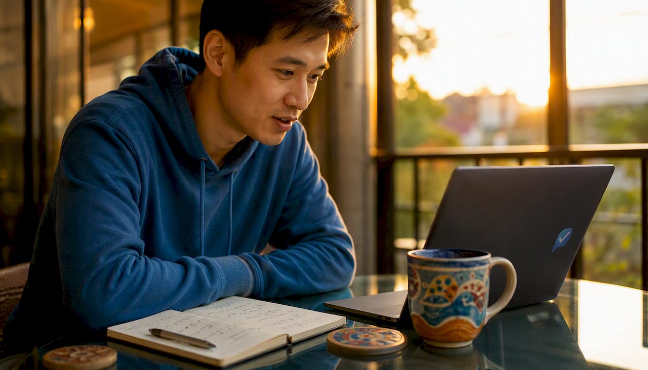 Candidate having AI interview remotely at home