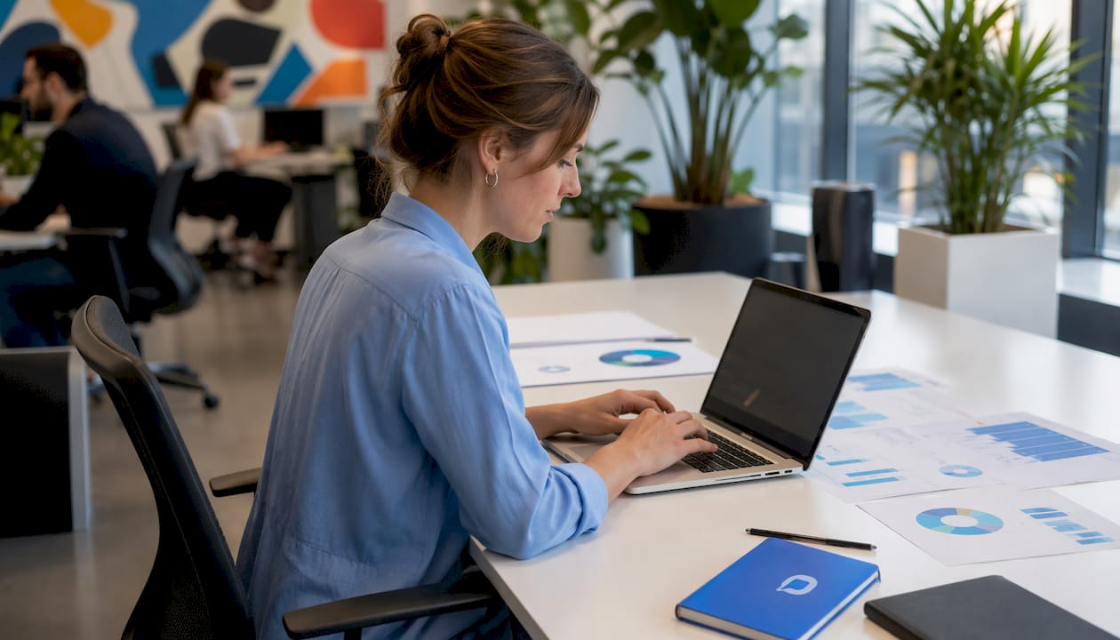 Hands working on AI cheat detection software at workstation