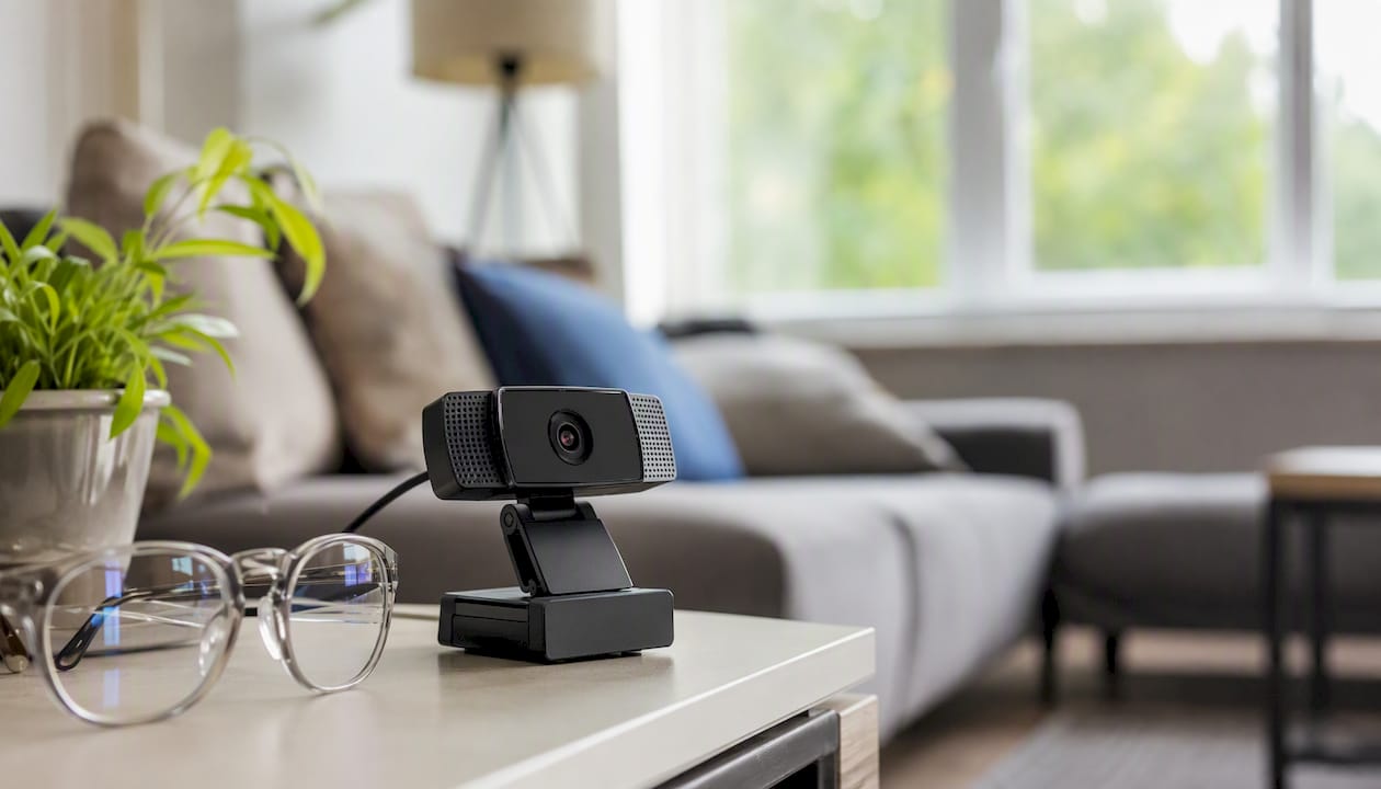 Webcam and lighting setup causing reflections