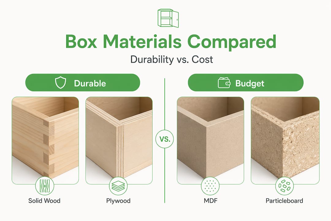 Split comparison of cabinet box materials durability versus cost