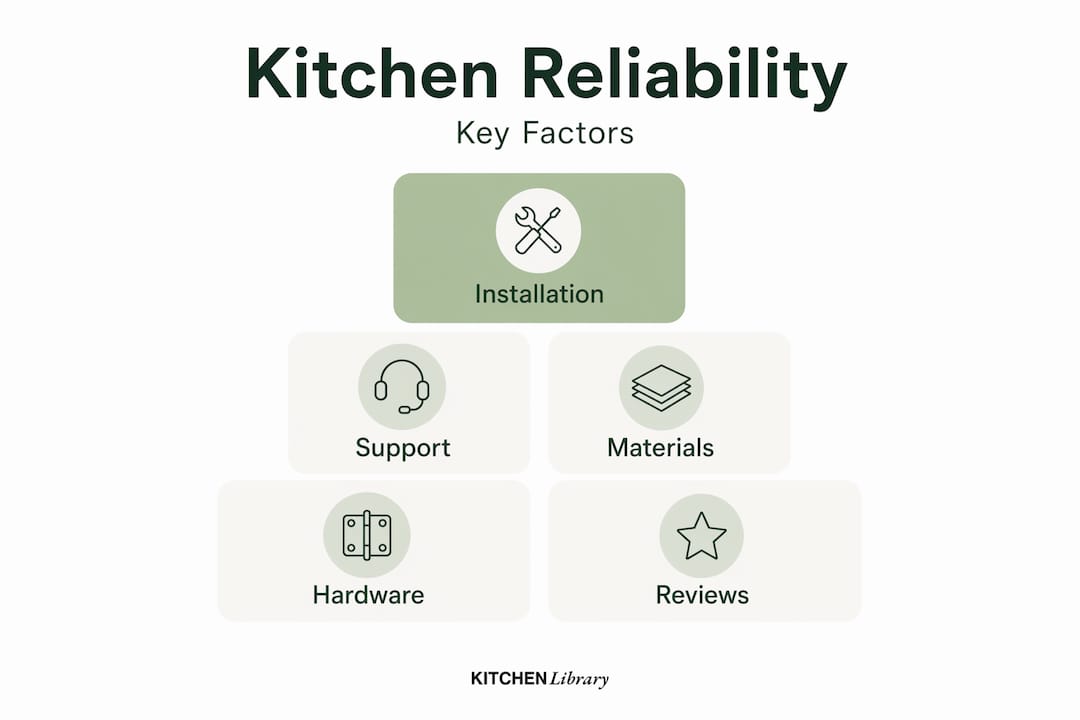 Kitchen reliability hierarchy with factors like installation, support