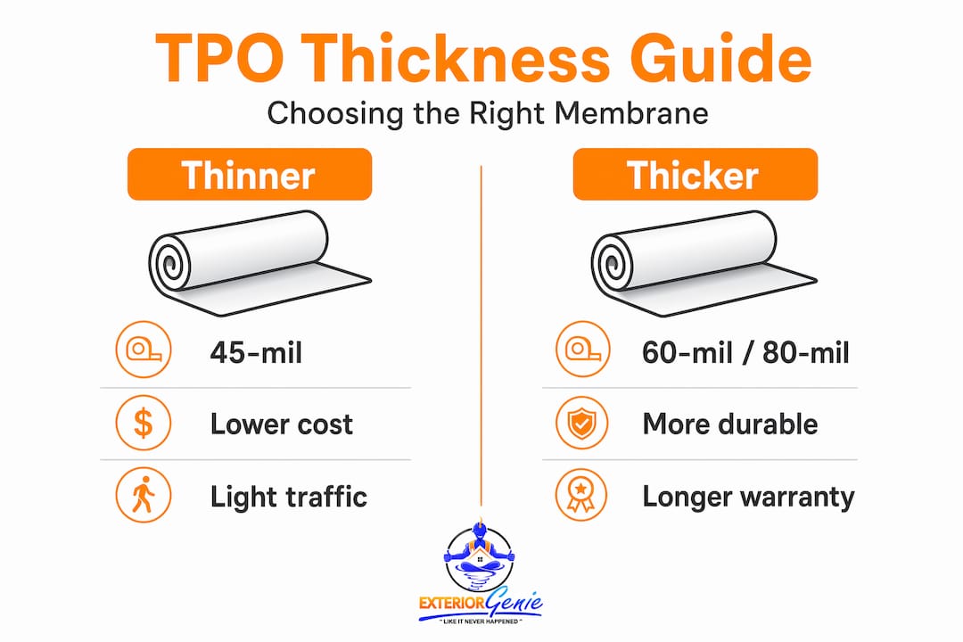 Infographic comparing TPO membrane thickness categories