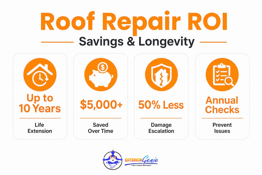 Infographic showing roof repair return benefits