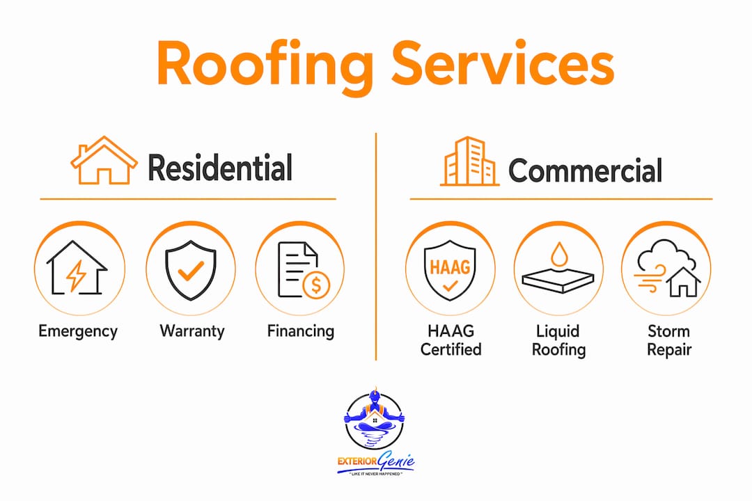 Infographic comparing residential and commercial roofing services