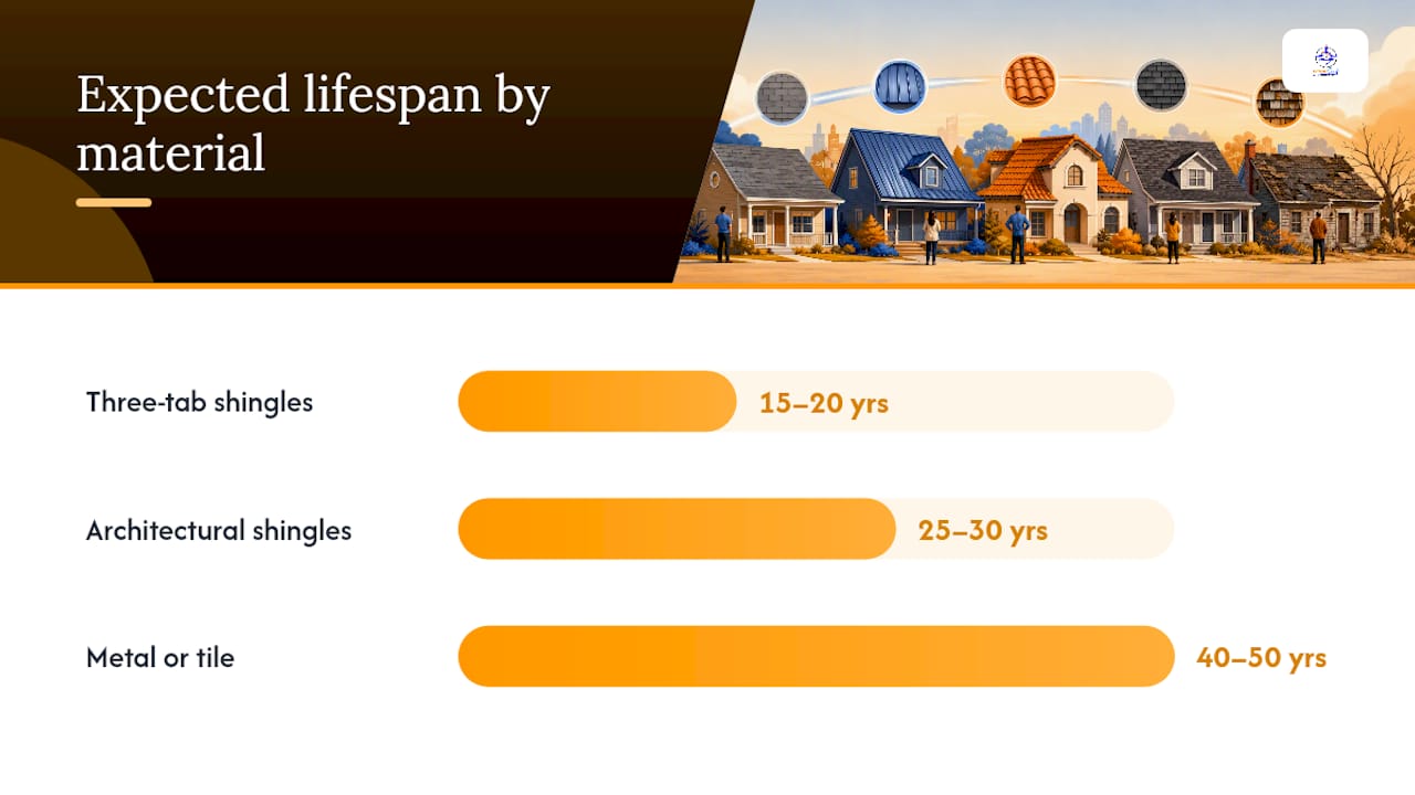 Diagram of roof life percentage brackets effect on insurance