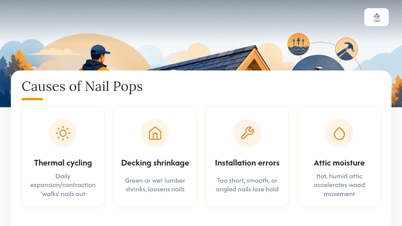 Four causes of roof nail pops