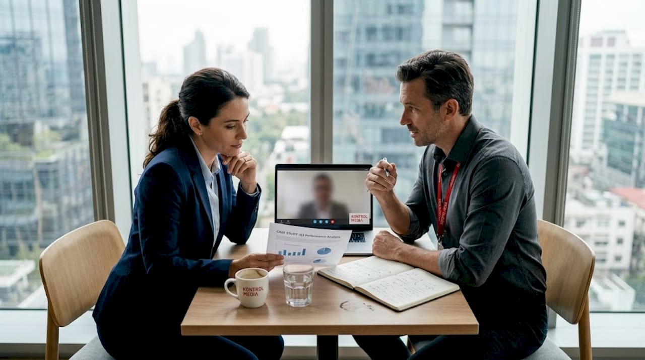 B2B professionals building client trust in meeting