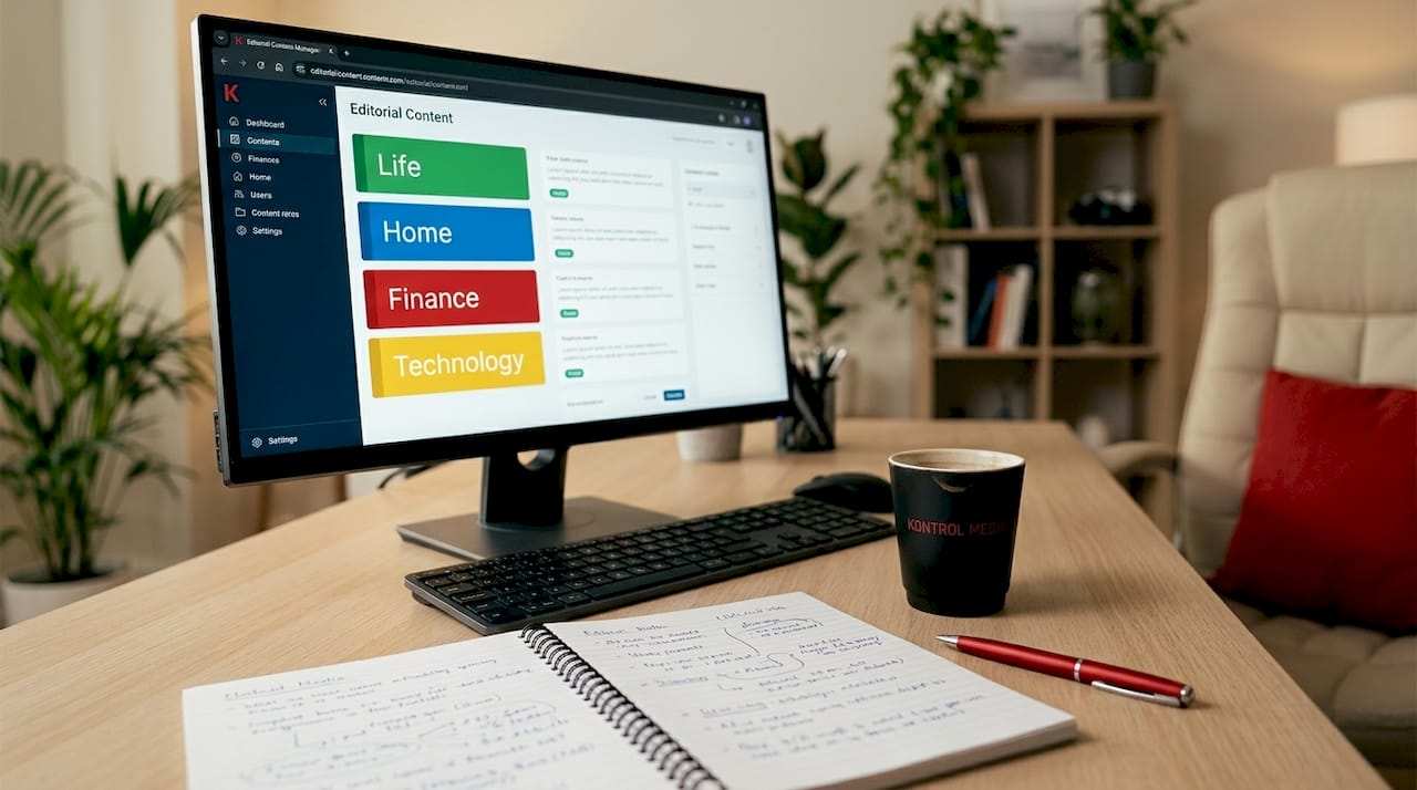 Content categories displayed on editorial management screen