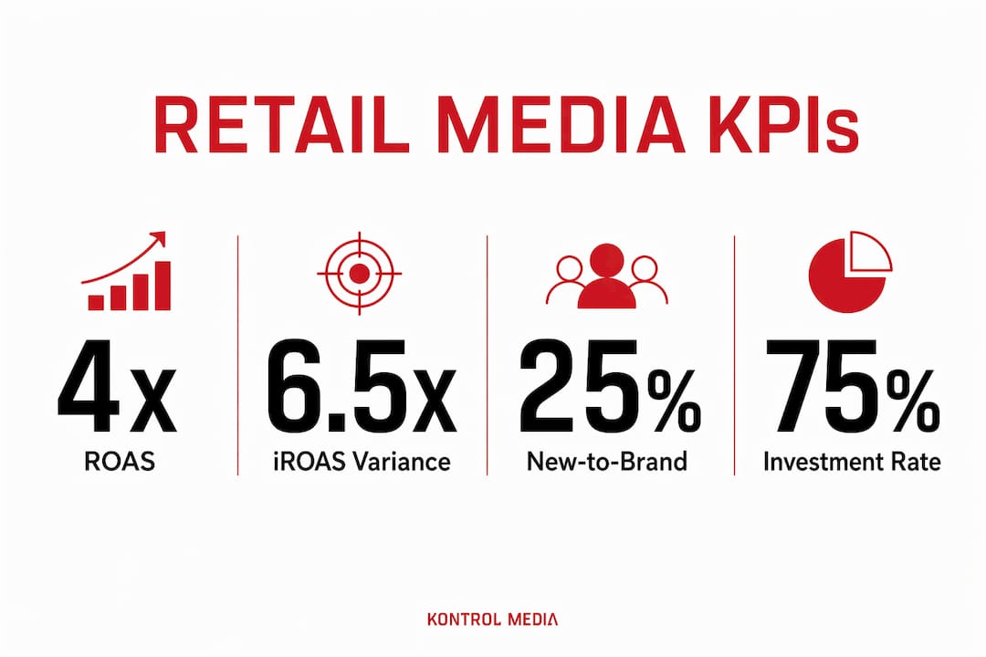 Infographic showing key retail media KPIs statistics
