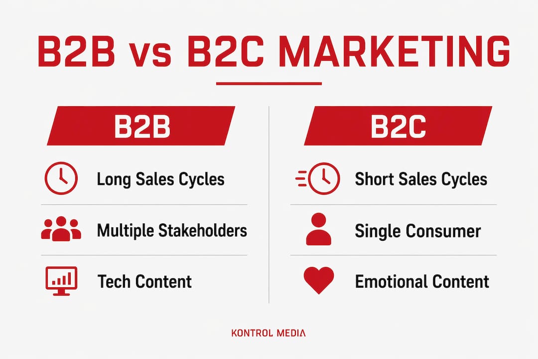 Infographic comparing B2B and B2C marketing differences