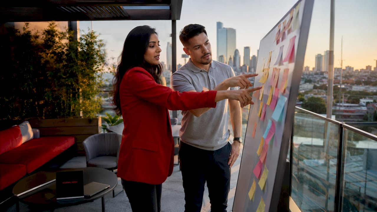Marketing team collaborating on business goals