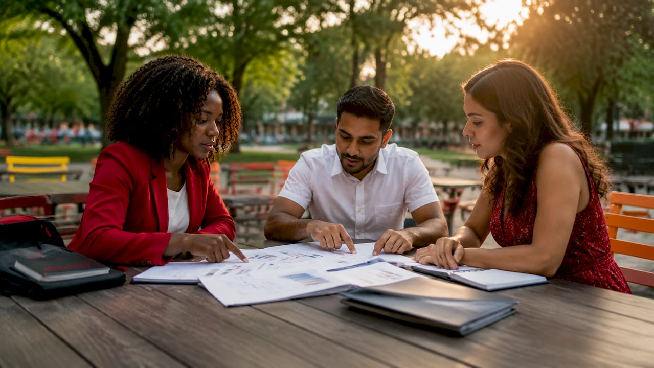 Consultants analyzing financial models together