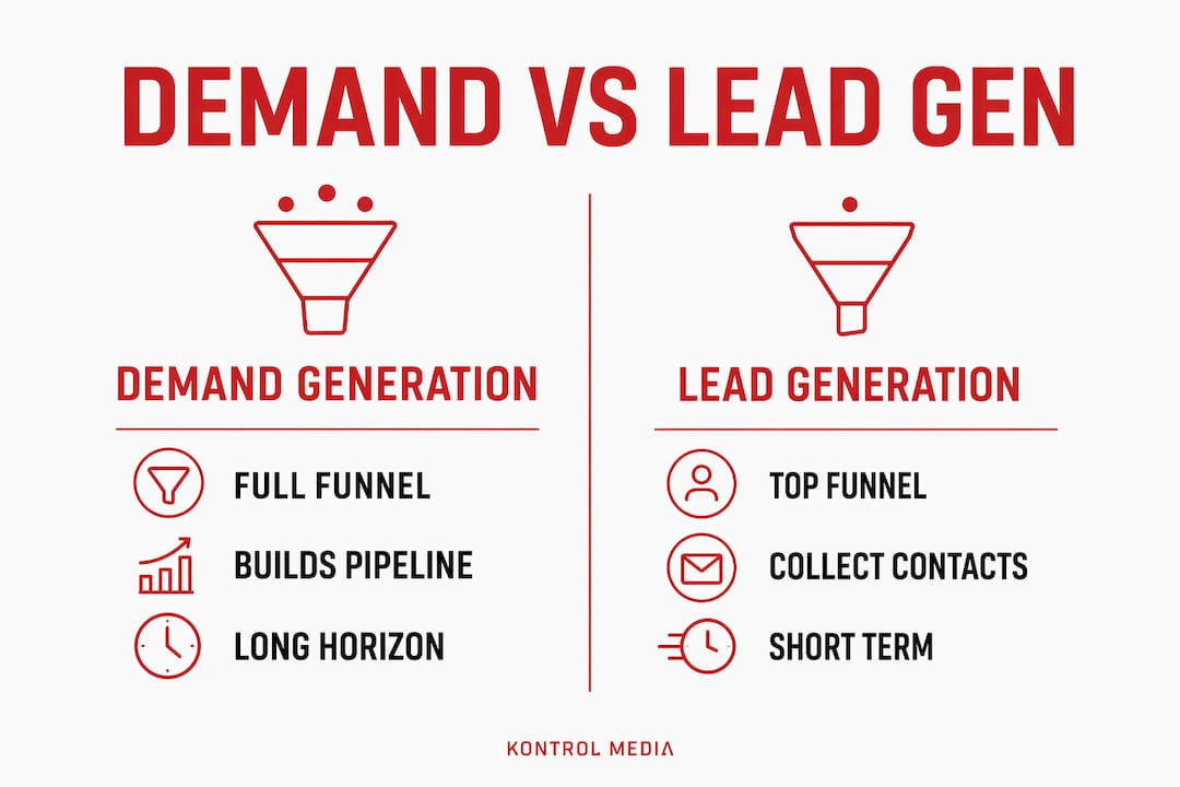 Infographic comparing demand generation and lead generation