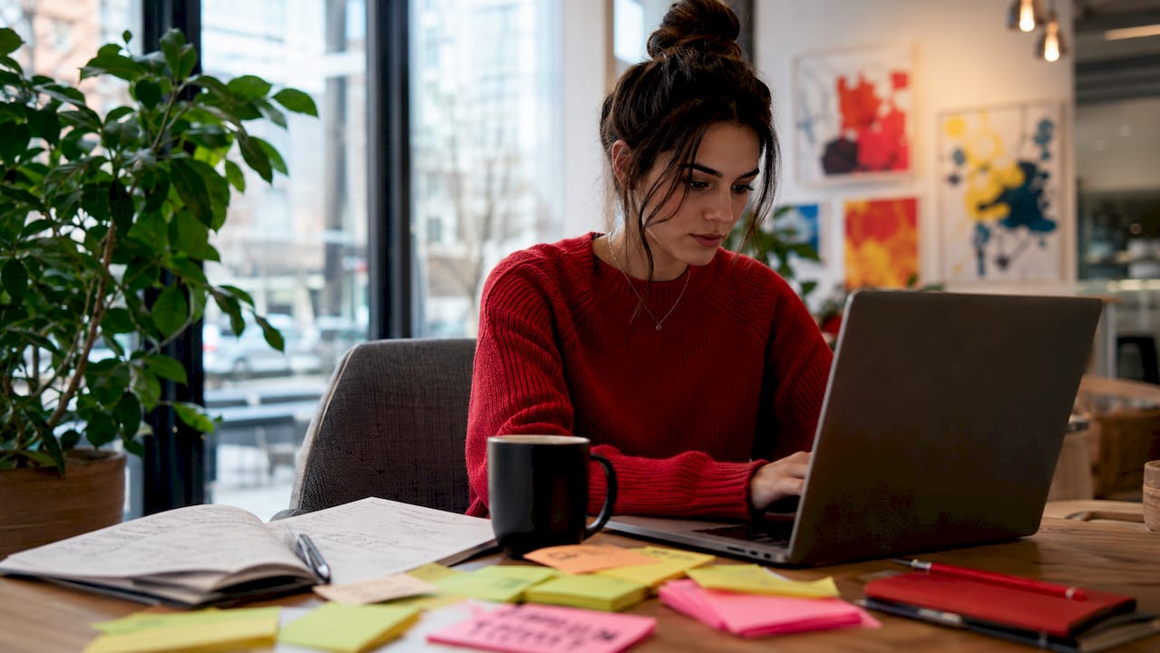Content creator working on SEO content in home office