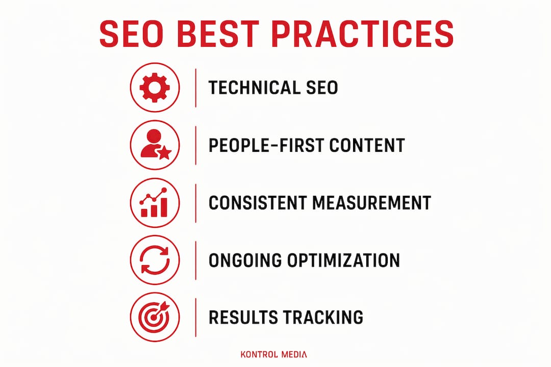 Infographic outlining SEO best practice steps for marketing professionals