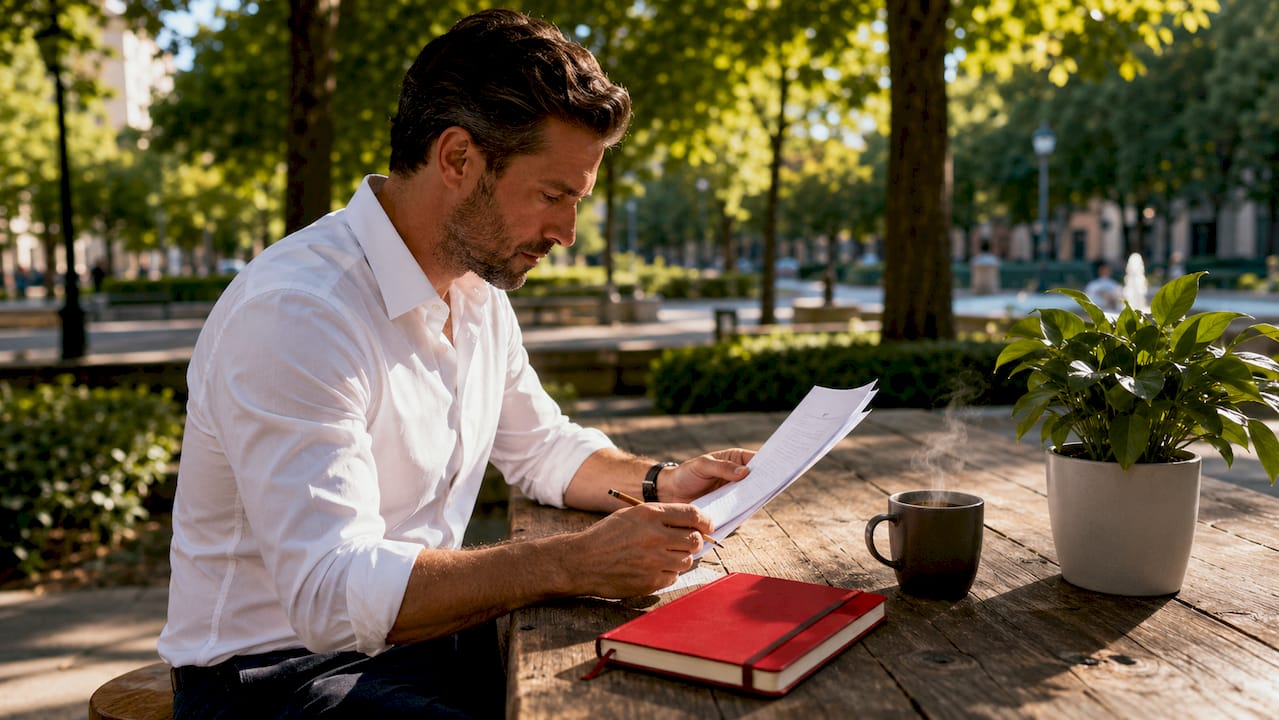 Professional reviewing brand positioning documents
