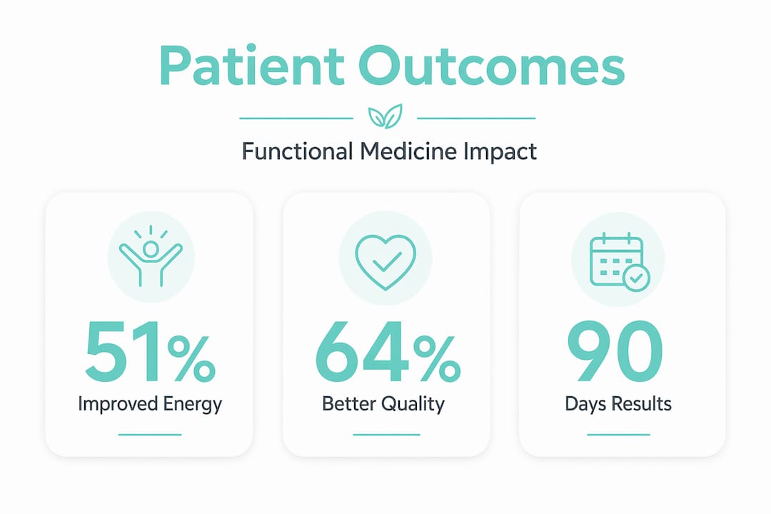 Infographic showing functional medicine outcome statistics