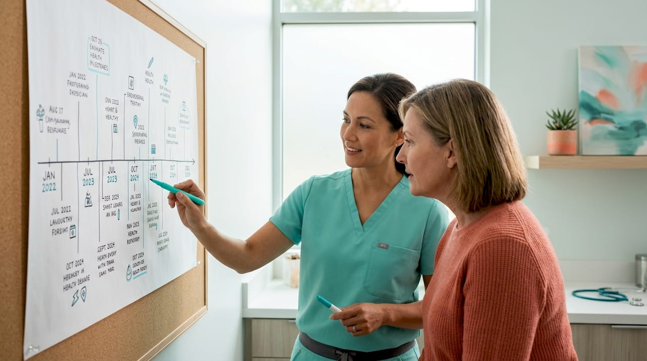 Doctor and patient collaborate on health timeline