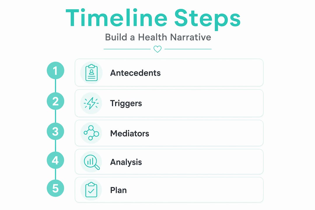 Infographic with five steps to build timeline