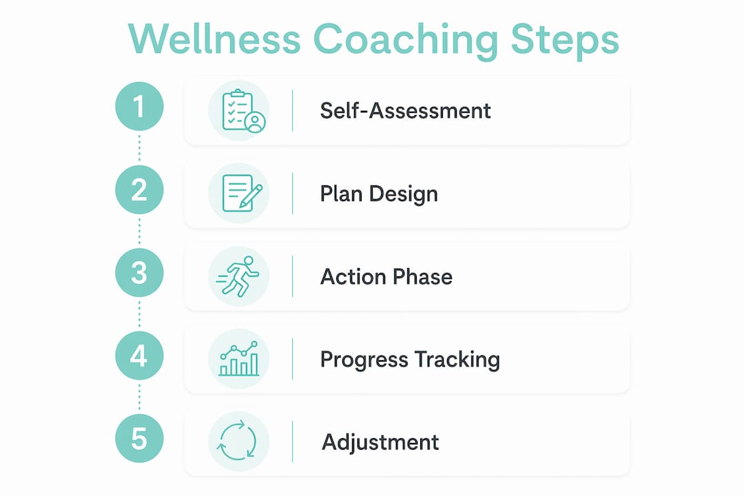 Infographic outlining integrative wellness coaching steps