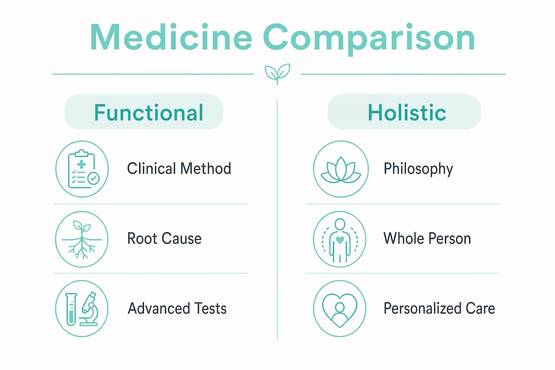 Infographic comparing functional and holistic medicine