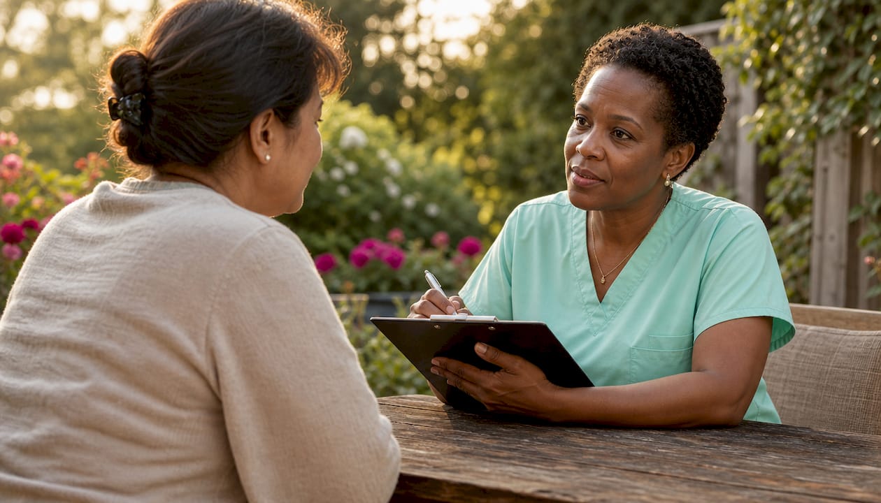 Nurse gathering patient nutrition history